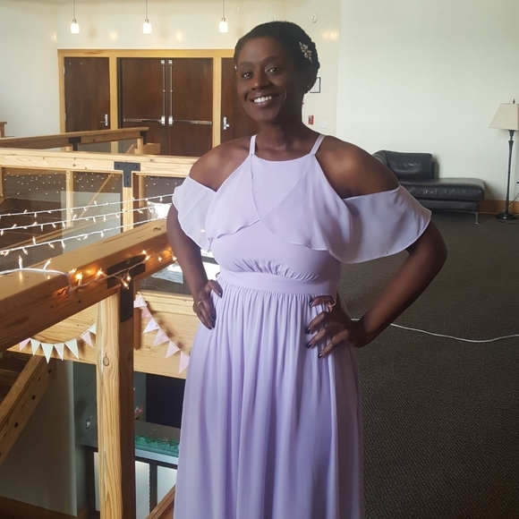 Long, Off The Shoulder Chiffon Dress - Picture 3 of 6